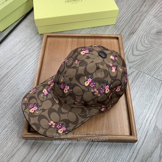 Coach男女同款帽子 蔻馳經典小碎花印花棒球帽鴨舌帽  mm1758